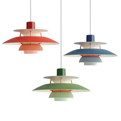 Modern tiered colorful metal hanging light dining room suspension lamp