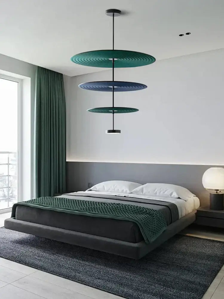 Modern tiered cotton round led pendant lights bedroom art decor