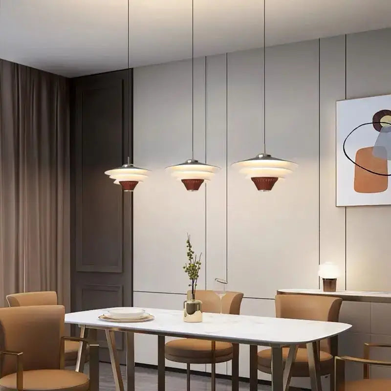 Modern tiered cream wind milk glass pendant lights kitchen dining