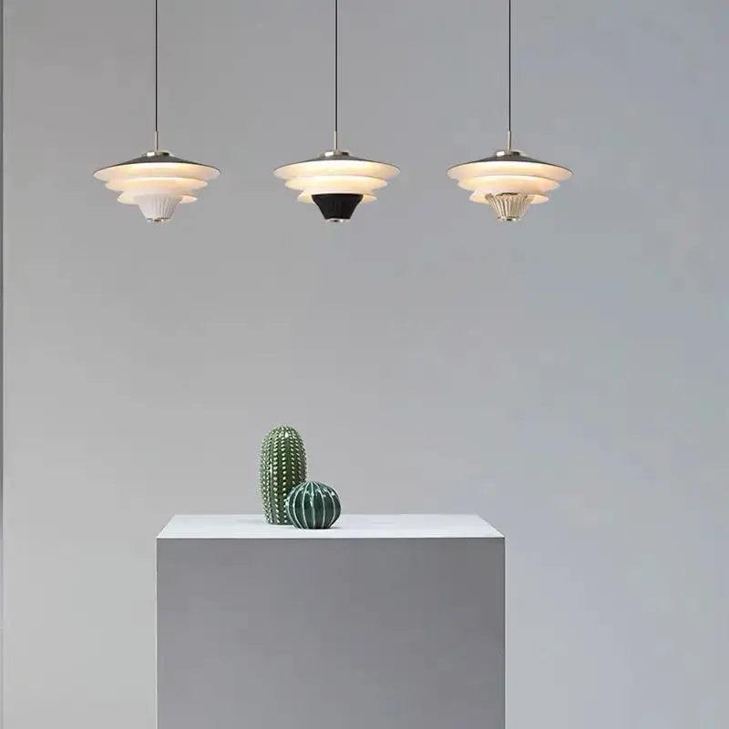 Modern tiered cream wind milk glass pendant lights kitchen dining