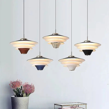 Modern tiered cream wind milk glass pendant lights kitchen dining