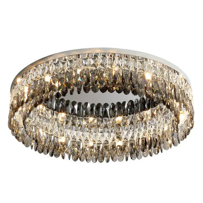 Modern tiered crystal chrome ceiling lamp for living room