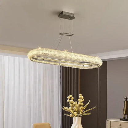 Modern tiered elegant chrome crystal chandelier for dining room