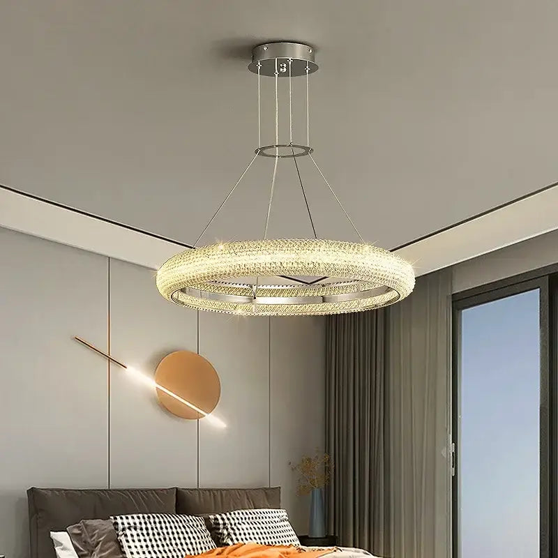 Modern tiered elegant chrome crystal chandelier for dining room