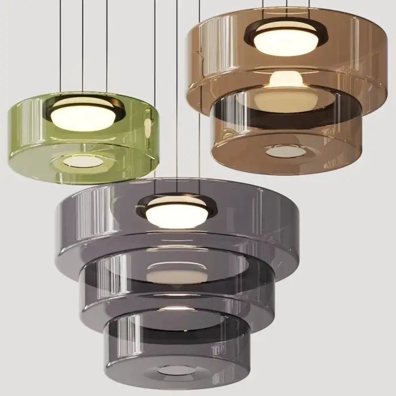 Modern tiered glass pendant light – kitchen island dining table