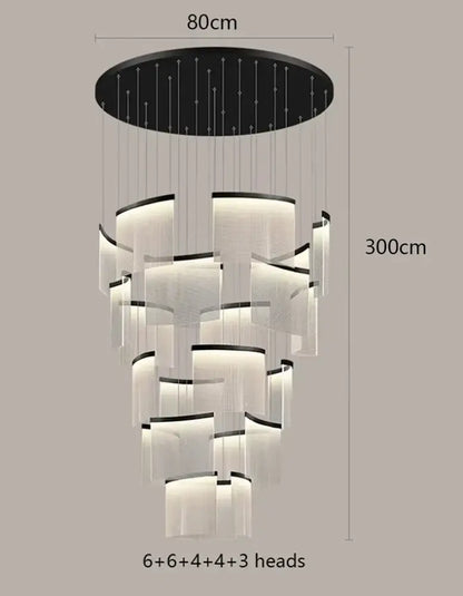 Modern tiered gold led ceiling chandelier for dining room