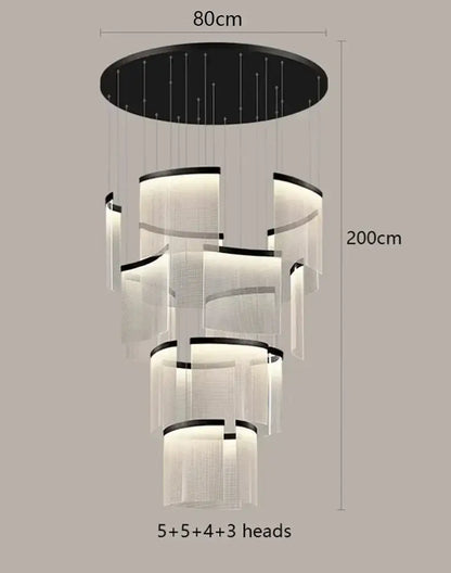 Modern tiered gold led ceiling chandelier for dining room