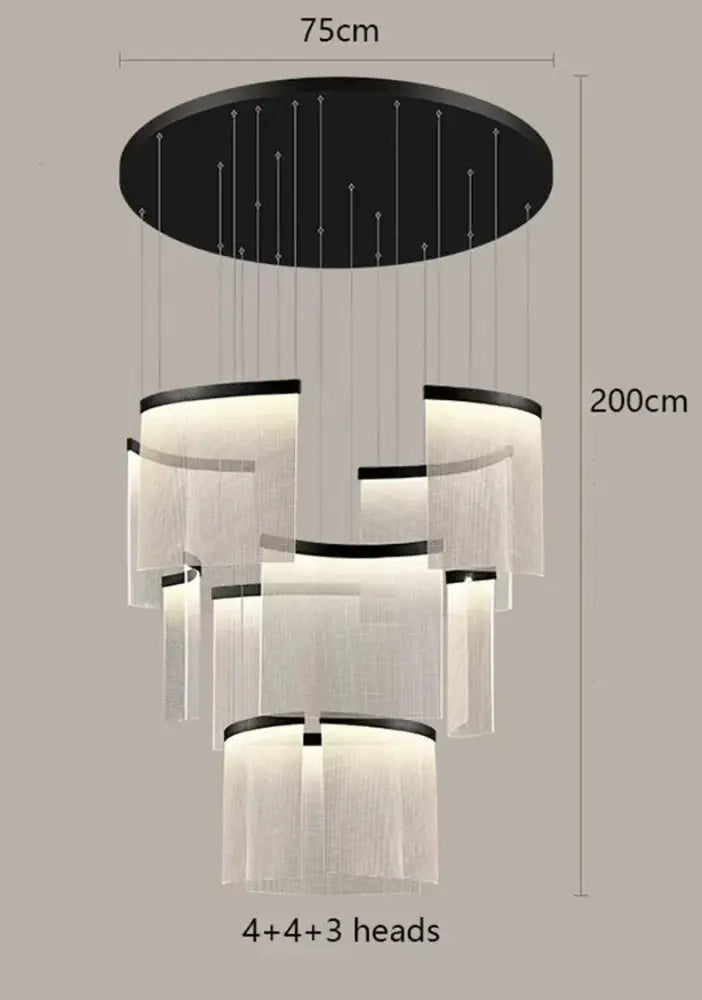 Modern tiered gold led ceiling chandelier for dining room