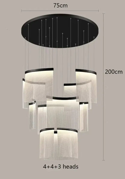 Modern tiered gold led ceiling chandelier for dining room