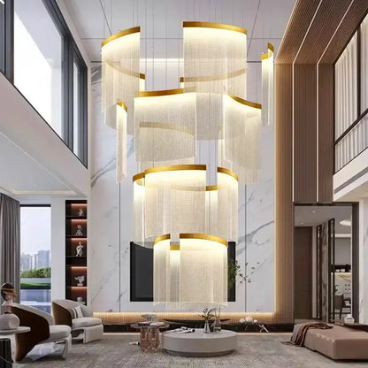 Modern tiered gold led ceiling chandelier for dining room