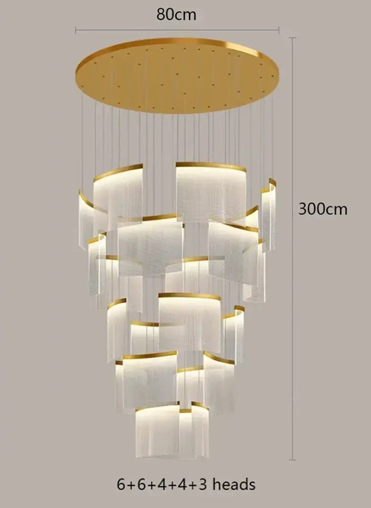 Modern tiered gold led ceiling chandelier for dining room