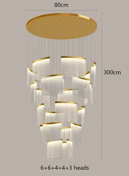 Modern tiered gold led ceiling chandelier for dining room