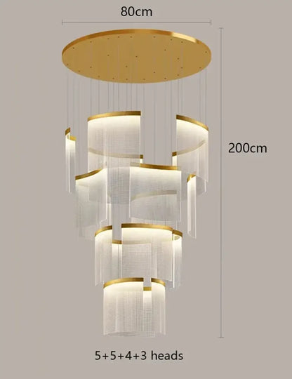Modern tiered gold led ceiling chandelier for dining room
