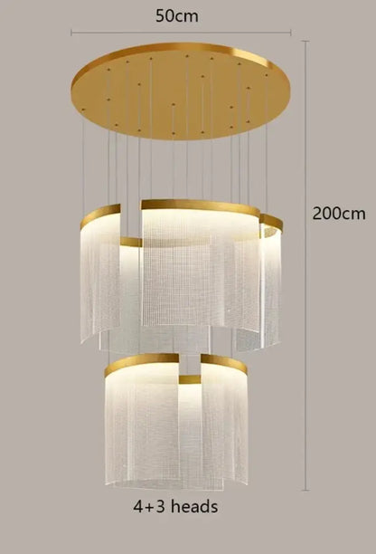 Modern tiered gold led ceiling chandelier for dining room