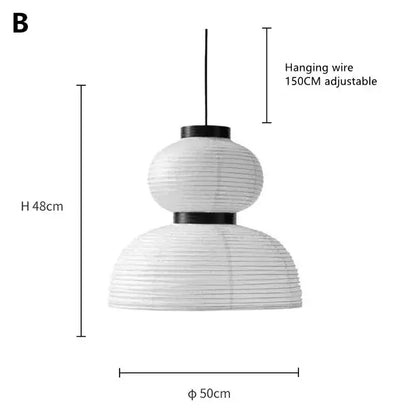 Modern tiered off-white paper pendant lights – dining room led