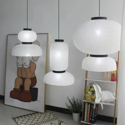 Modern tiered off-white paper pendant lights – dining room led
