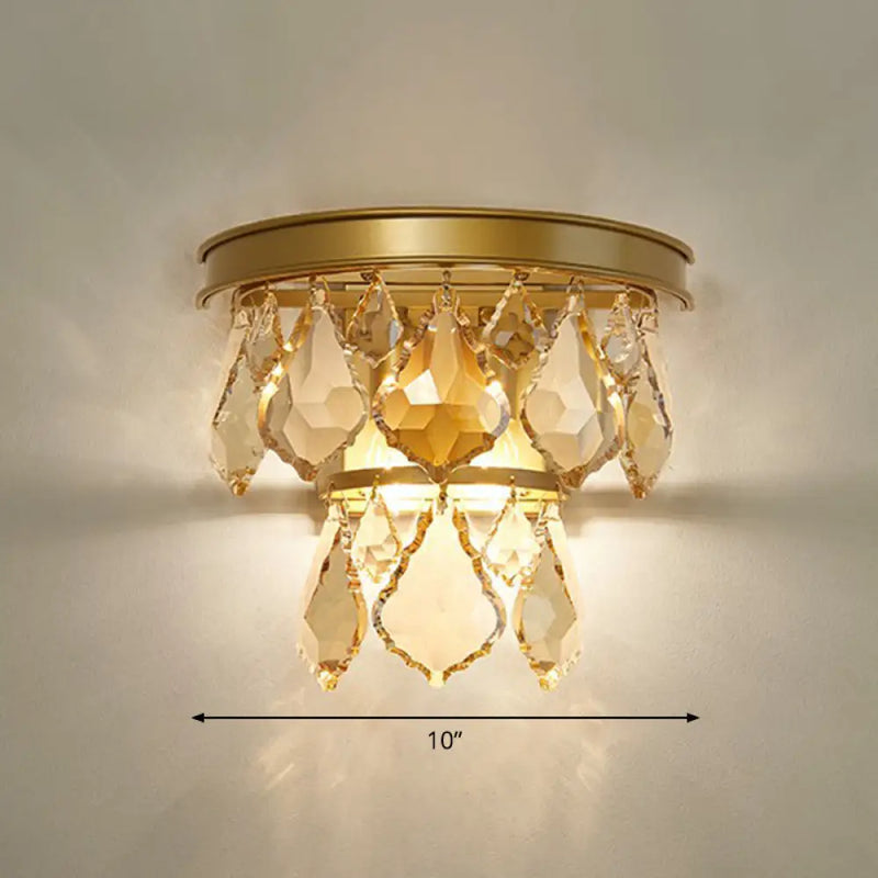 DecorBites™ Modern Tiered Sconce Light with Cut-Crystal Accents - Sleek Bedside Wall Mount Fixture (2 Bulbs)