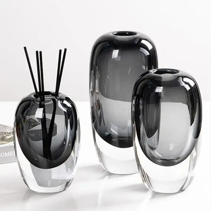 Modern translucent black crystal glass flower vases living room set