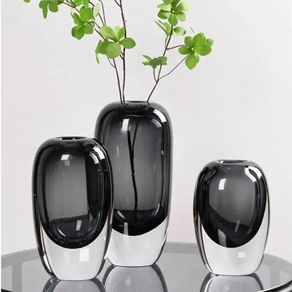Modern translucent black crystal glass flower vases living room set
