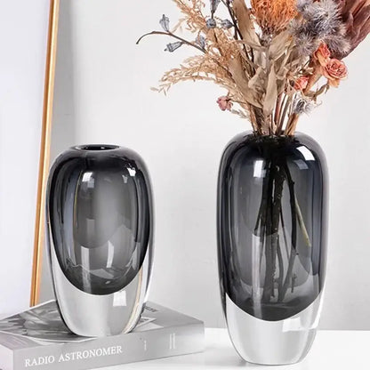 Modern translucent black crystal glass flower vases living room set