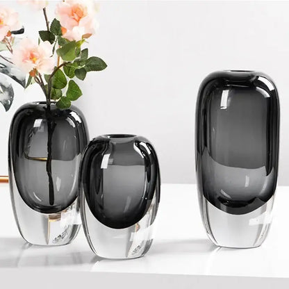 Modern translucent black crystal glass flower vases living room set