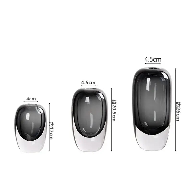 Modern translucent black crystal glass flower vases living room set