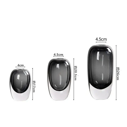 Modern translucent black crystal glass flower vases living room set