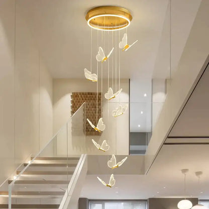Modern translucent butterfly staircase pendant lights stairwell decor