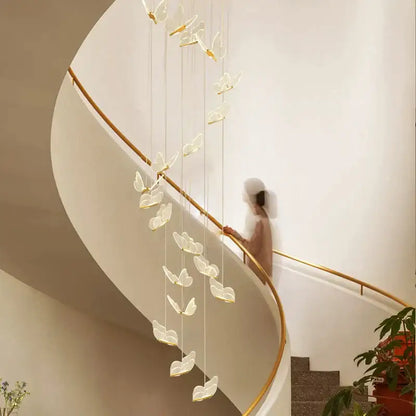 Modern translucent butterfly staircase pendant lights stairwell decor