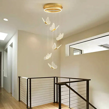 Modern translucent butterfly staircase pendant lights stairwell decor
