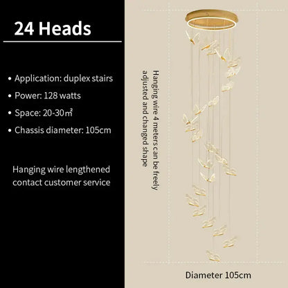 Modern translucent butterfly staircase pendant lights stairwell decor