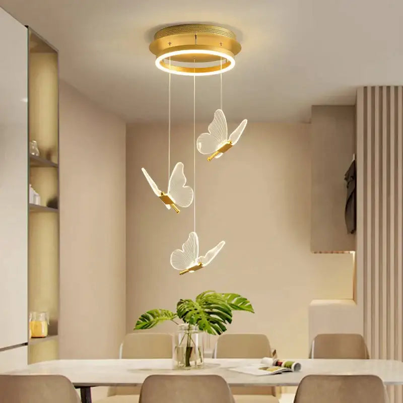 Modern translucent butterfly staircase pendant lights stairwell decor