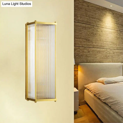 DecorBites™ Modern Translucent Crystal Cuboid Wall Sconce Light, Gold Surface, 12"/19.5" Wide