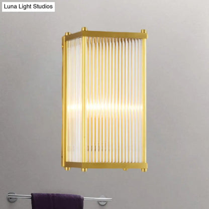 DecorBites™ Modern Translucent Crystal Cuboid Wall Sconce Light, Gold Surface, 12"/19.5" Wide
