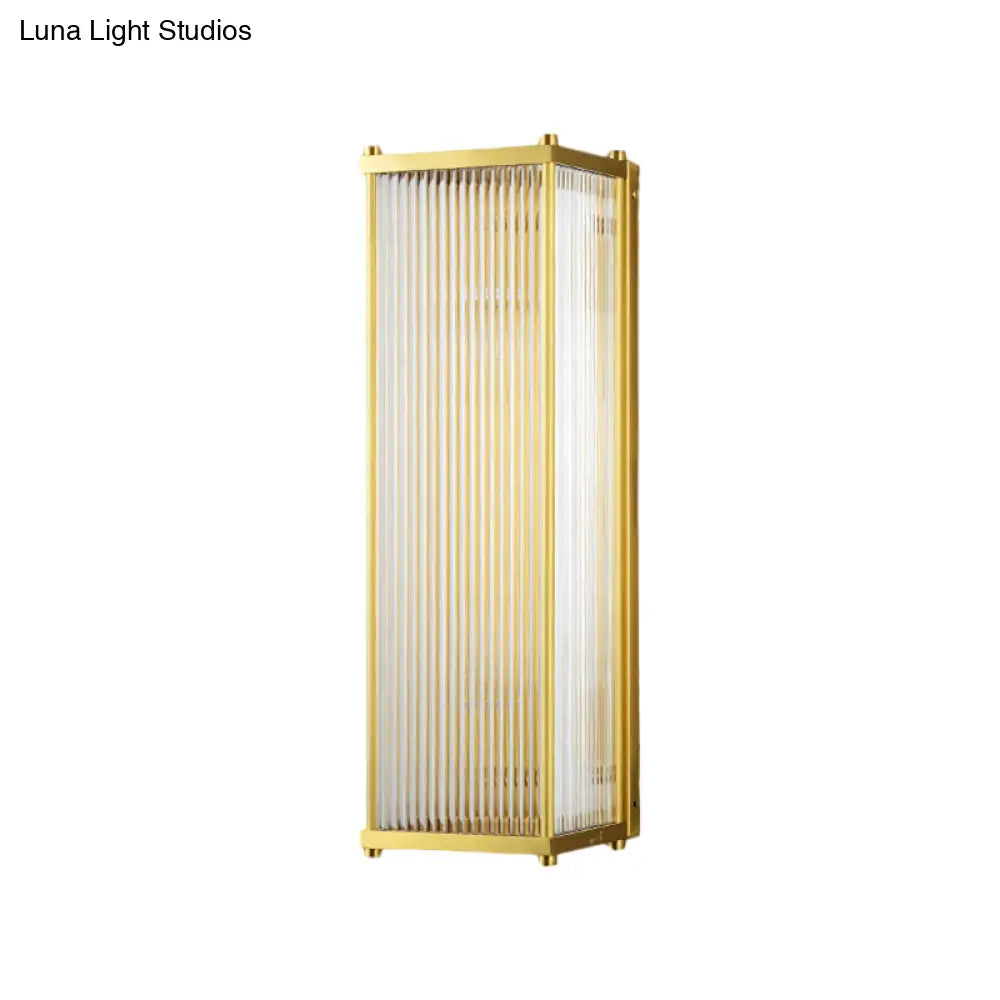 DecorBites™ Modern Translucent Crystal Cuboid Wall Sconce Light, Gold Surface, 12"/19.5" Wide