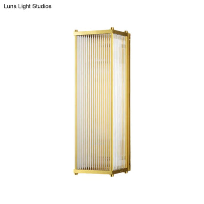 DecorBites™ Modern Translucent Crystal Cuboid Wall Sconce Light, Gold Surface, 12"/19.5" Wide