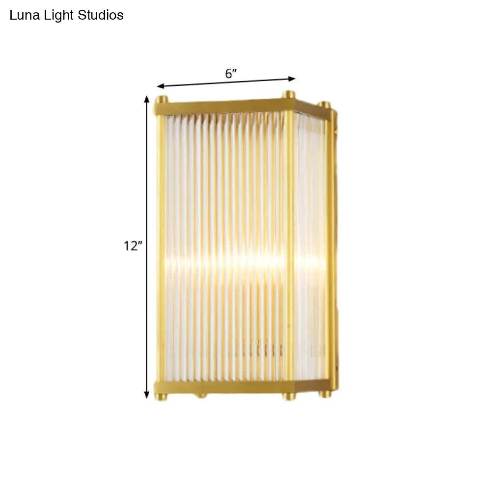 DecorBites™ Modern Translucent Crystal Cuboid Wall Sconce Light, Gold Surface, 12"/19.5" Wide
