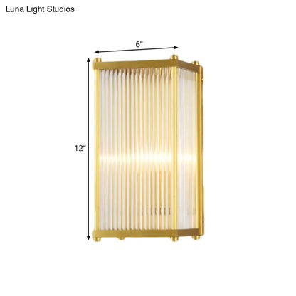 DecorBites™ Modern Translucent Crystal Cuboid Wall Sconce Light, Gold Surface, 12"/19.5" Wide