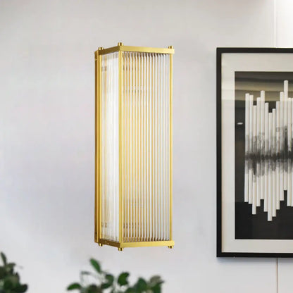 DecorBites™ Modern Translucent Crystal Cuboid Wall Sconce Light, Gold Surface, 12"/19.5" Wide