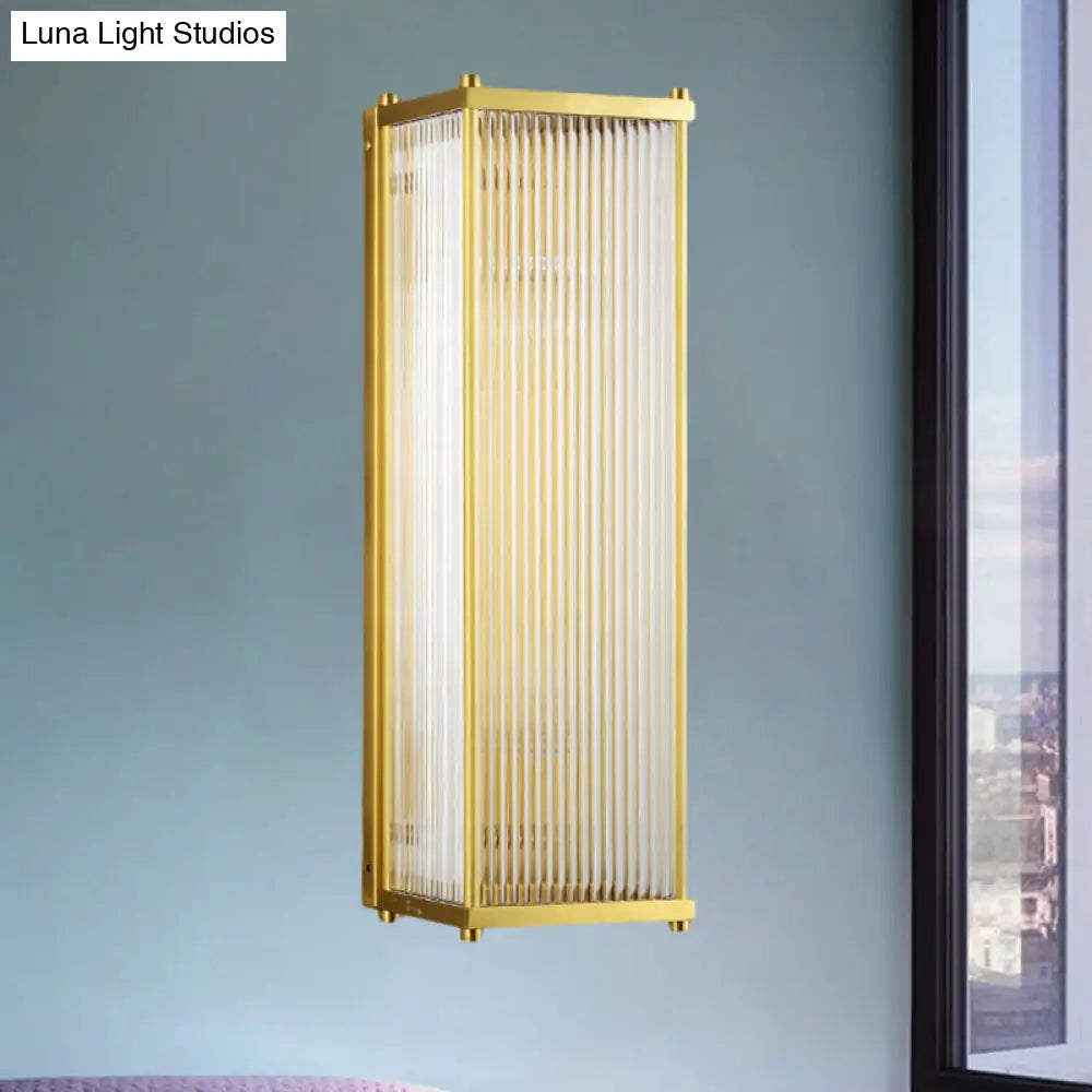 DecorBites™ Modern Translucent Crystal Cuboid Wall Sconce Light, Gold Surface, 12"/19.5" Wide