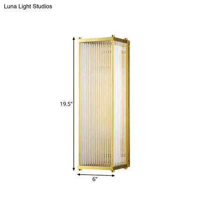 DecorBites™ Modern Translucent Crystal Cuboid Wall Sconce Light, Gold Surface, 12"/19.5" Wide