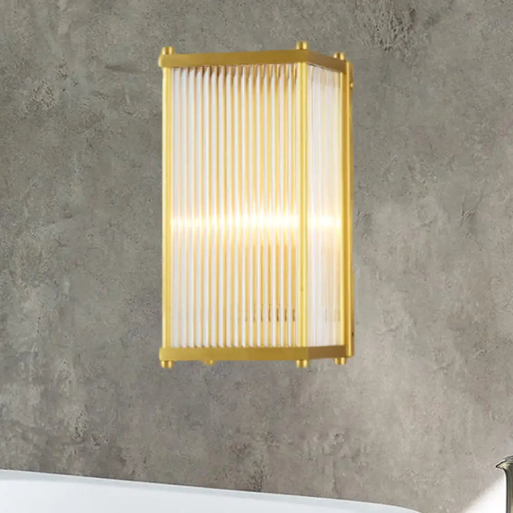 DecorBites™ Modern Translucent Crystal Cuboid Wall Sconce Light, Gold Surface, 12"/19.5" Wide