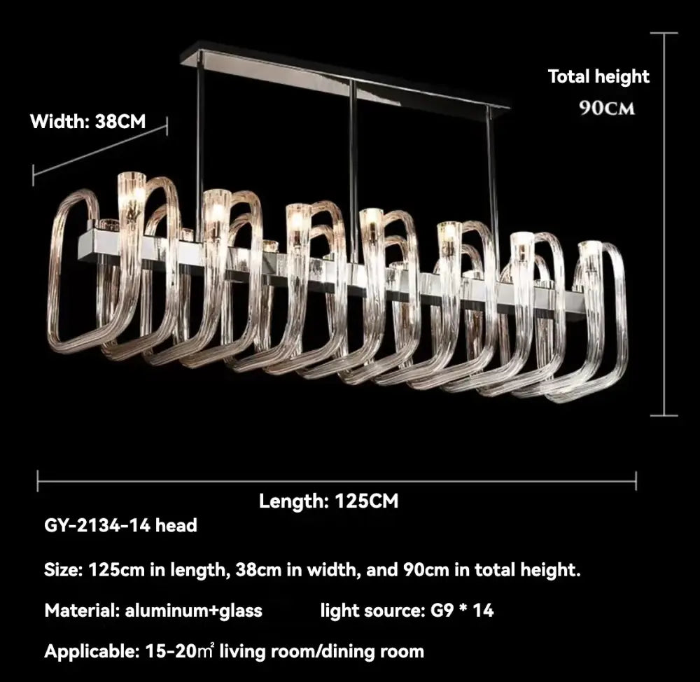 Modern transparent glass chandelier led hanging light dining room