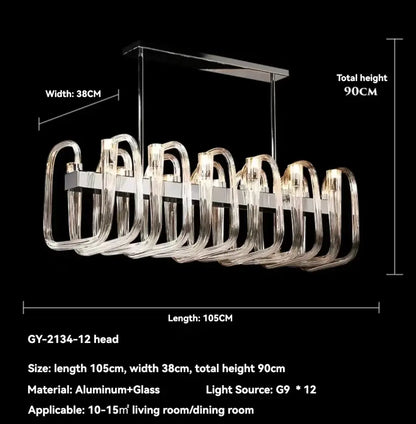 Modern transparent glass chandelier led hanging light dining room