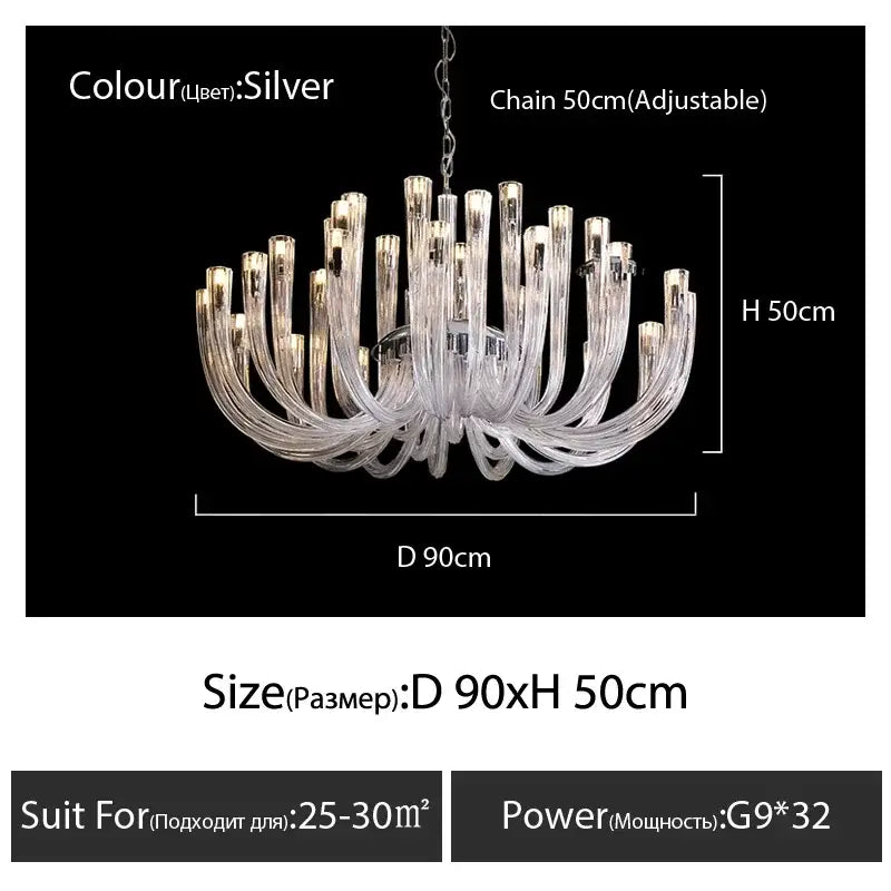 Modern transparent glass chandelier led hanging light dining room