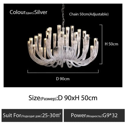 Modern transparent glass chandelier led hanging light dining room