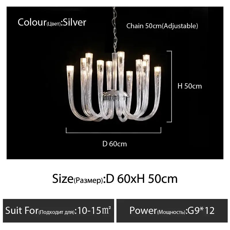 Modern transparent glass chandelier led hanging light dining room