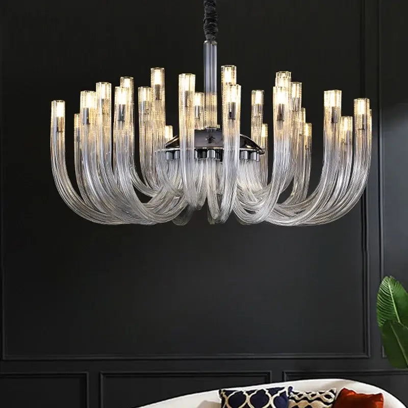 Modern transparent glass chandelier led hanging light dining room