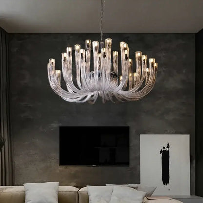 Modern transparent glass chandelier led hanging light dining room