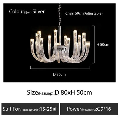 Modern transparent glass chandelier led hanging light dining room